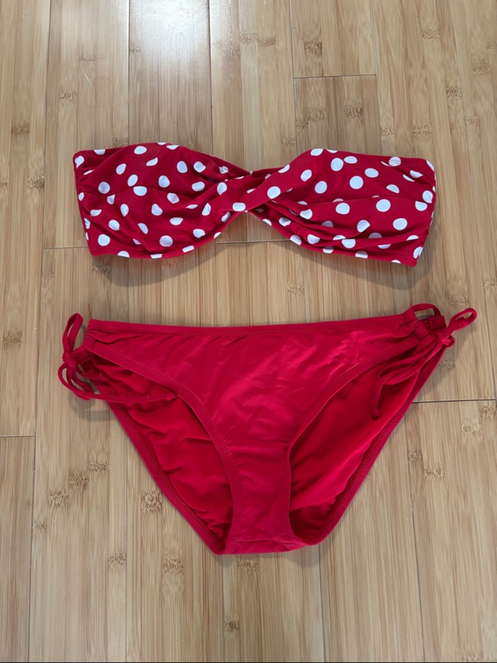 Mossimo Supply Co. Red Polka Dot Bandeau Bikini Set